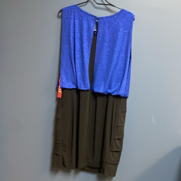 NWT ENFOCUS WOMAN SIZE 16 W COBALT BLUE GLITTER TOP BLACK SKIRT COCKTAIL DRESS - Picture 10 of 12